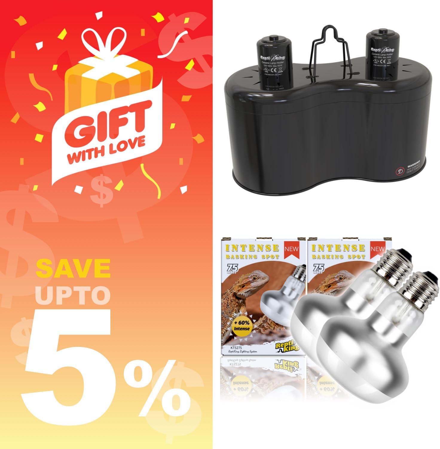 2-Pack 75W Intense Basking Spot and Dual Dome