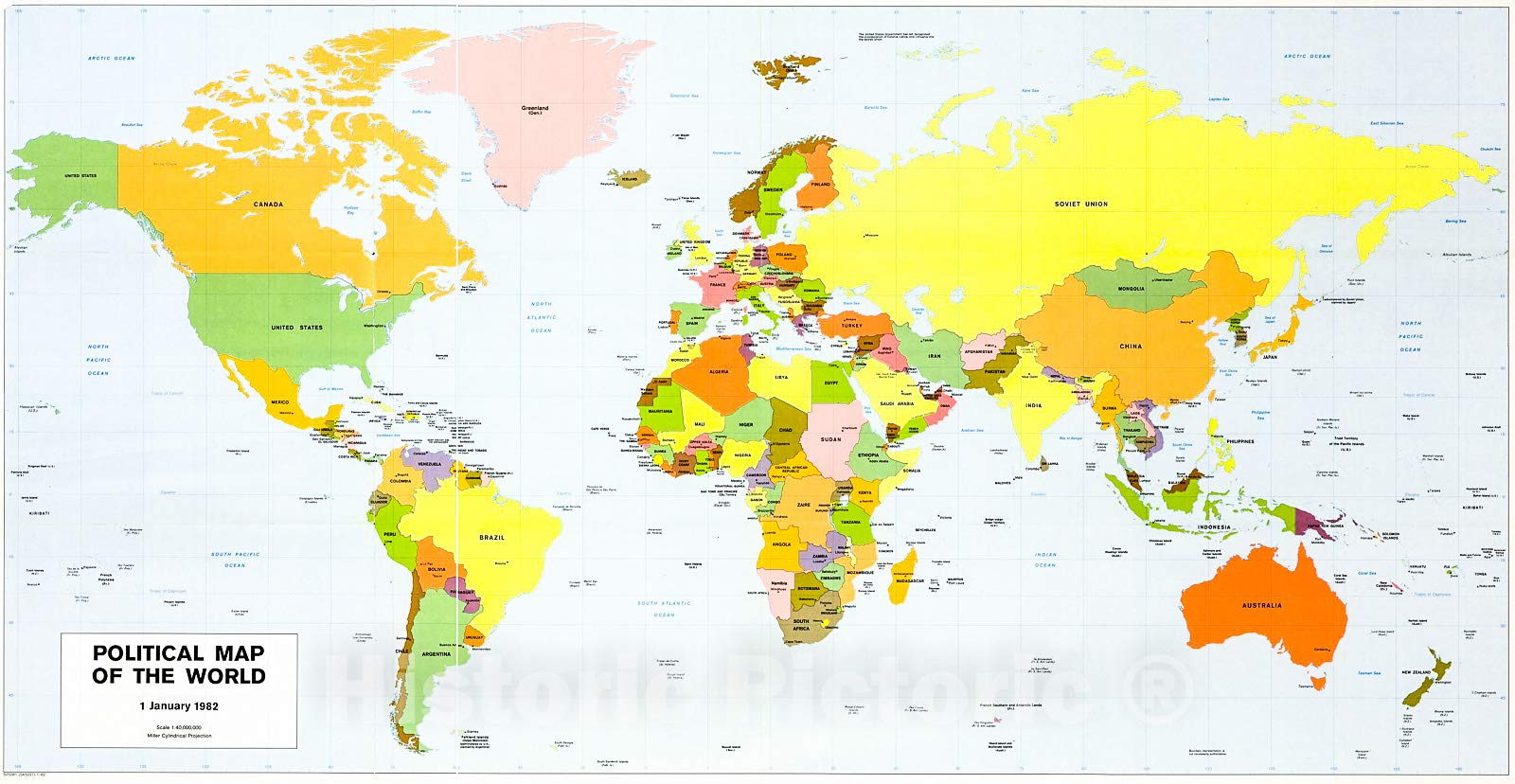 Amazon.com: Historic 1982 Wall Map - Political map of The World