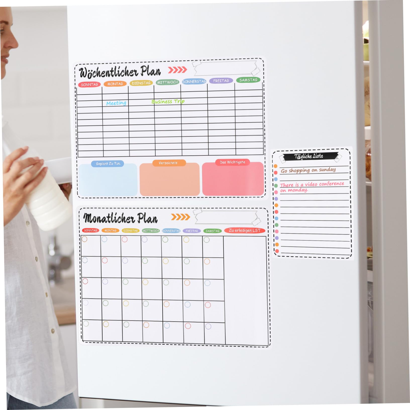 Calendrier Effaçable à Sec Magnétique Tableau Blanc pour Réfrigérateur