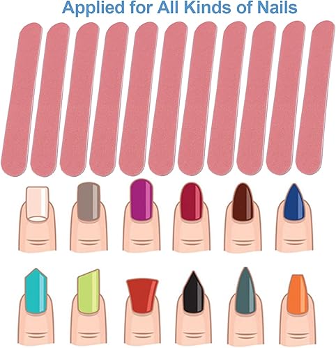 Miniatura 2 de Mini limas de uñas a granel (100 unidades), lima de uñas de doble cara para uñas naturales, juego de herramientas de manicura, lima de uñas