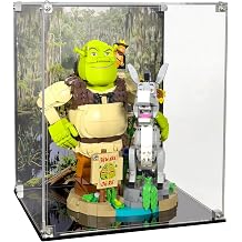 Display Case Compatible with LEGO 72423 Shrek, Donkey & Puss in Boots Crystal-Clear Enclosed Case with UV-Printed Background Set Not Included