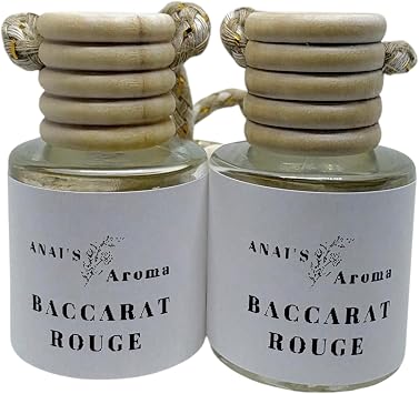Car Freshener Hanging Diffuser Oil- Baccarat Rouge Inspired Scent- 2pack Highly Scented Decorative Glass Bottle-Anais Aroma