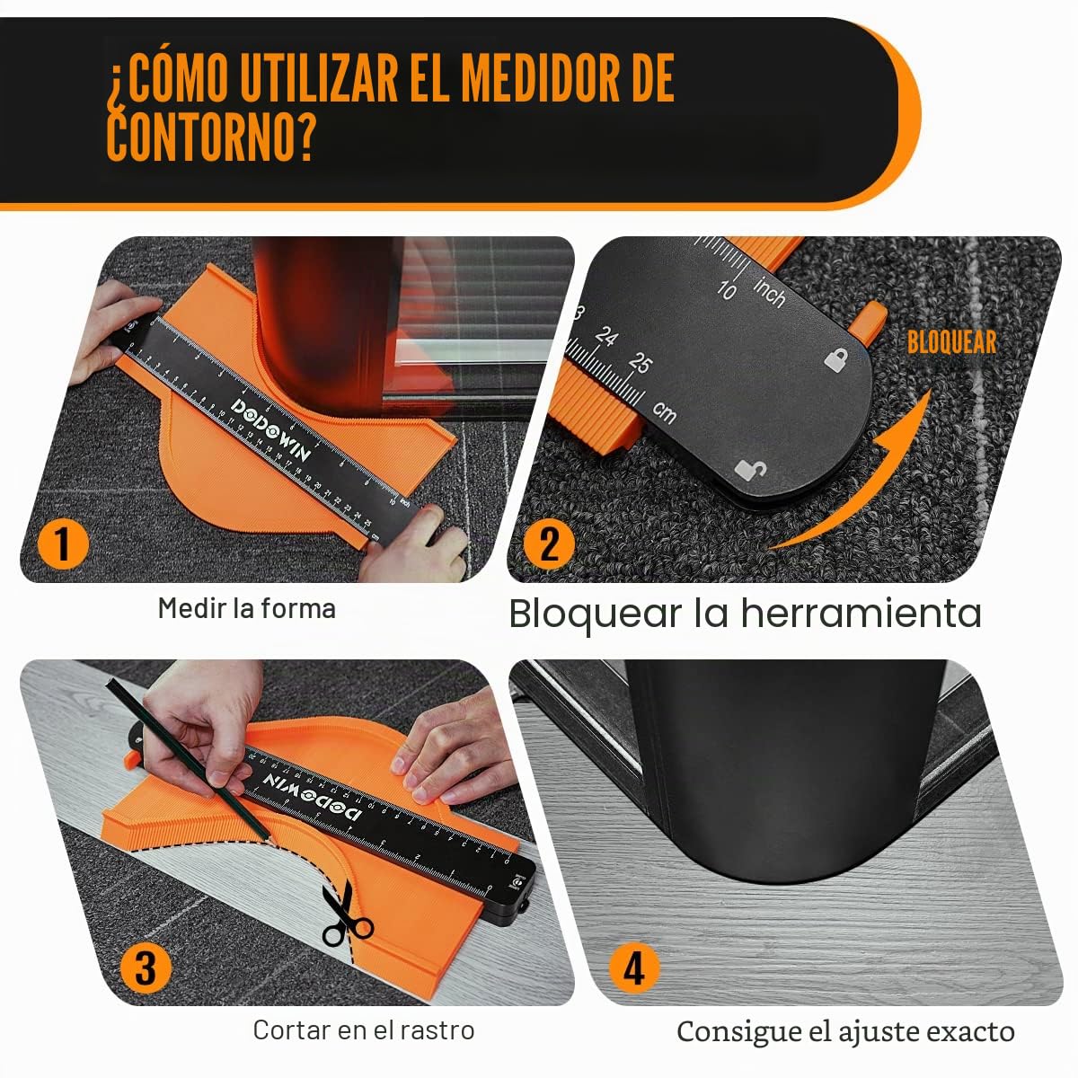 DODOWIN Medidor de Contornos Profesional 2pcs, Medidor Perfil Contornos Grande Carpintero, Regalo Dia Del Padre, Regalos Originales para Hombre Cumpleaño, Copiador de Formas Bloqueable