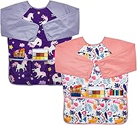 Vista 1 de Lictin 2 Pack Kids Art Smocks,Toddler Smock,Waterproof Artist Painting Aprons for Children