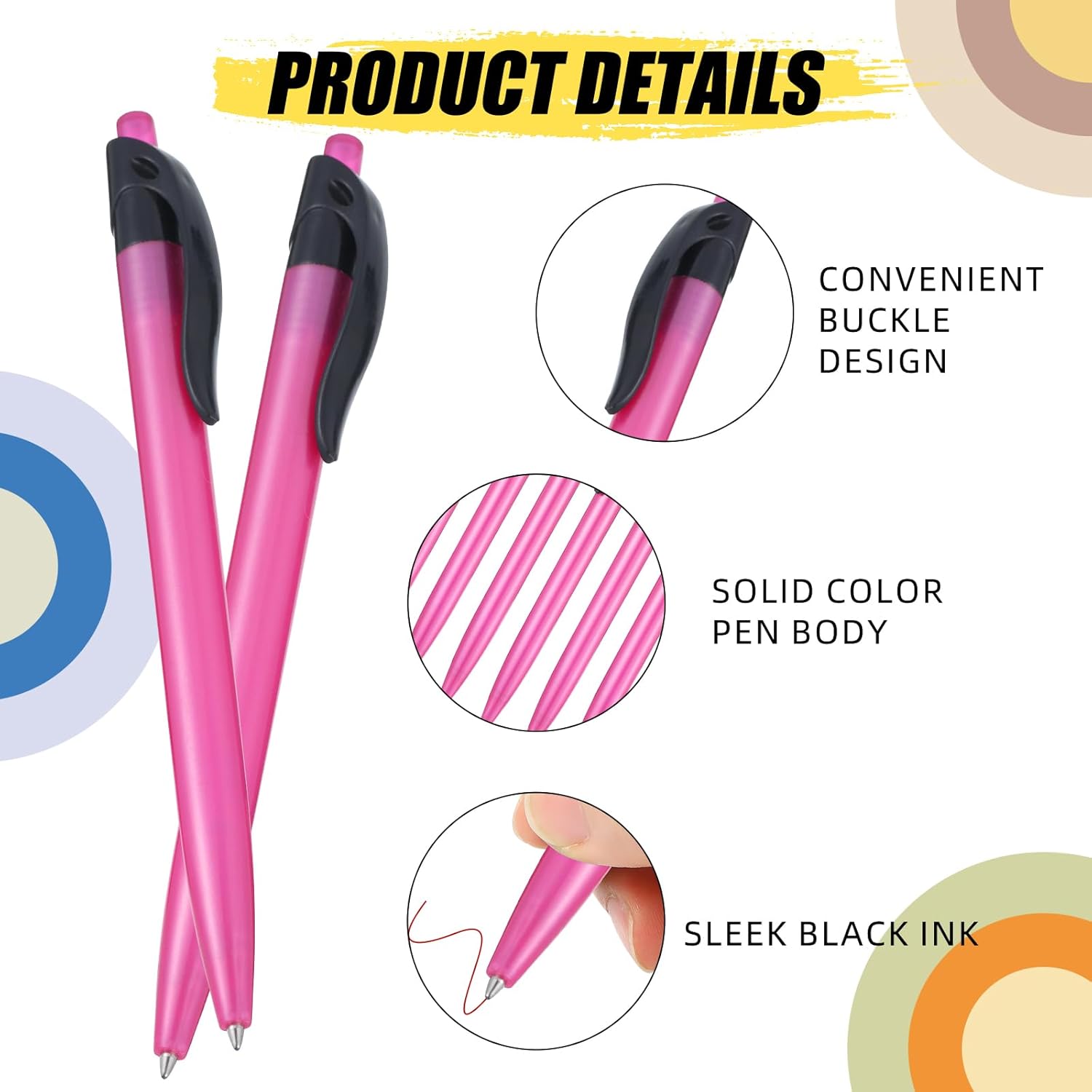 Retractable Red Ballpoint Pen for Smooth Writing 1.0mm Medium Pack of 100 Red Ink Pen, Click Red Pens Bulk with Comfort grip, Idea for Journaling, Planner, Note Taking Office School Supplies