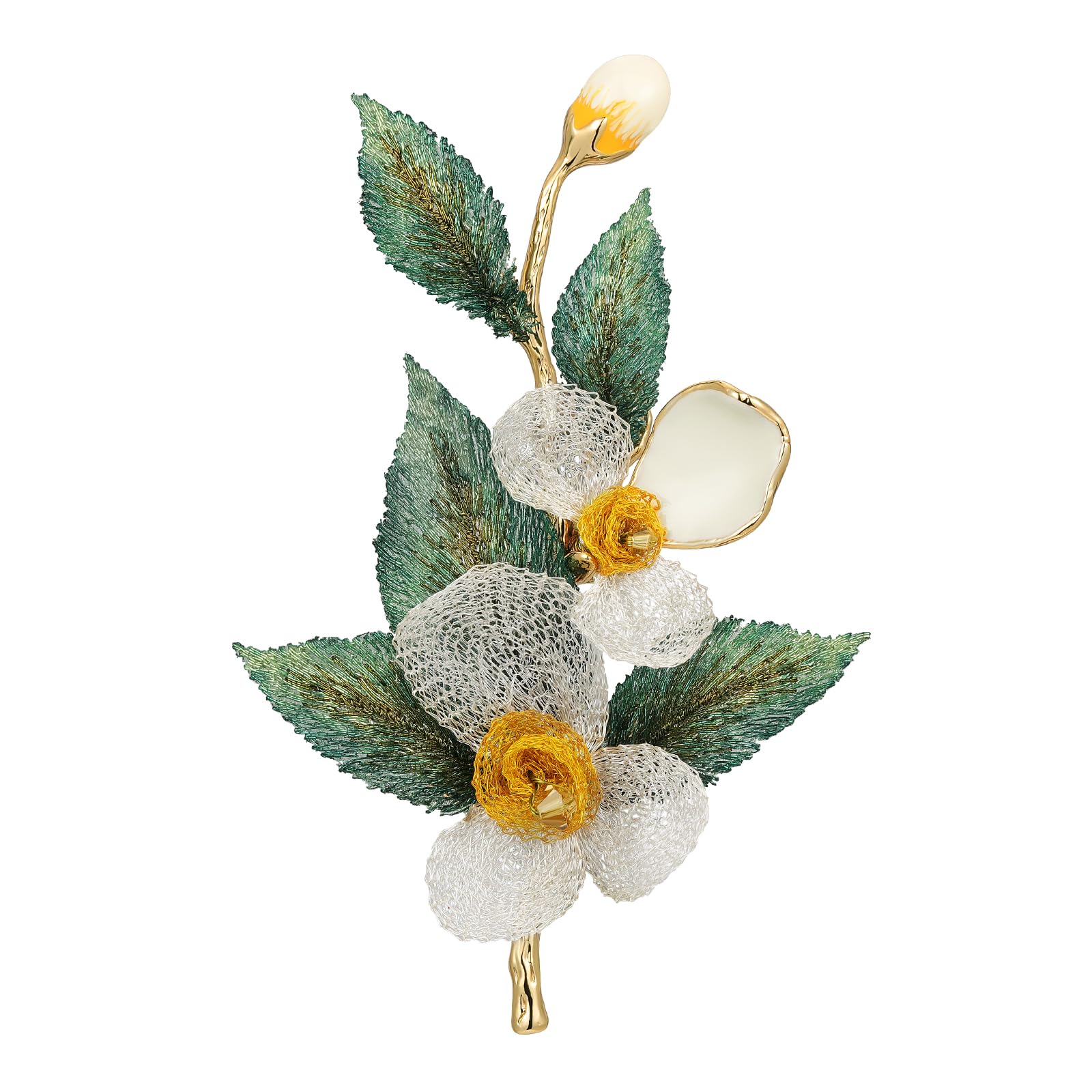 SHE'S FREE STYLE JUST FOR YOU [Van Gogh] Original handgefertigte Rose Brosche Damen, Blumen Brosche Vintage mit Stickerei & 14K Vergoldung – Elegante Broschen & Anstecknadeln für Damen
