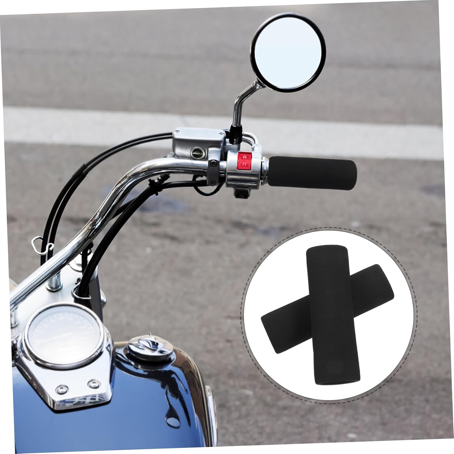 Cabilock Non Skid Motorcycle Handlebar Grips Elastic Sponge Covers for Enhanced Comfort and Safety for Motorbike