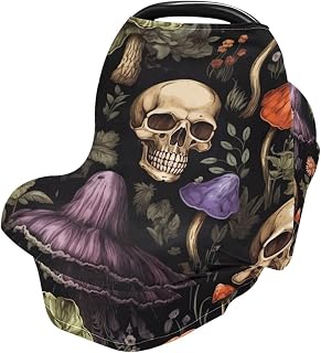 Skeleton Mushrooms Nursing Cover Breastfeeding Cover, Soft Breathable Car Seat Covers, Stretchy Carseat Canopy Perfect for Boys Girls, Suitable for Shopping Cart/Stroller Covers
