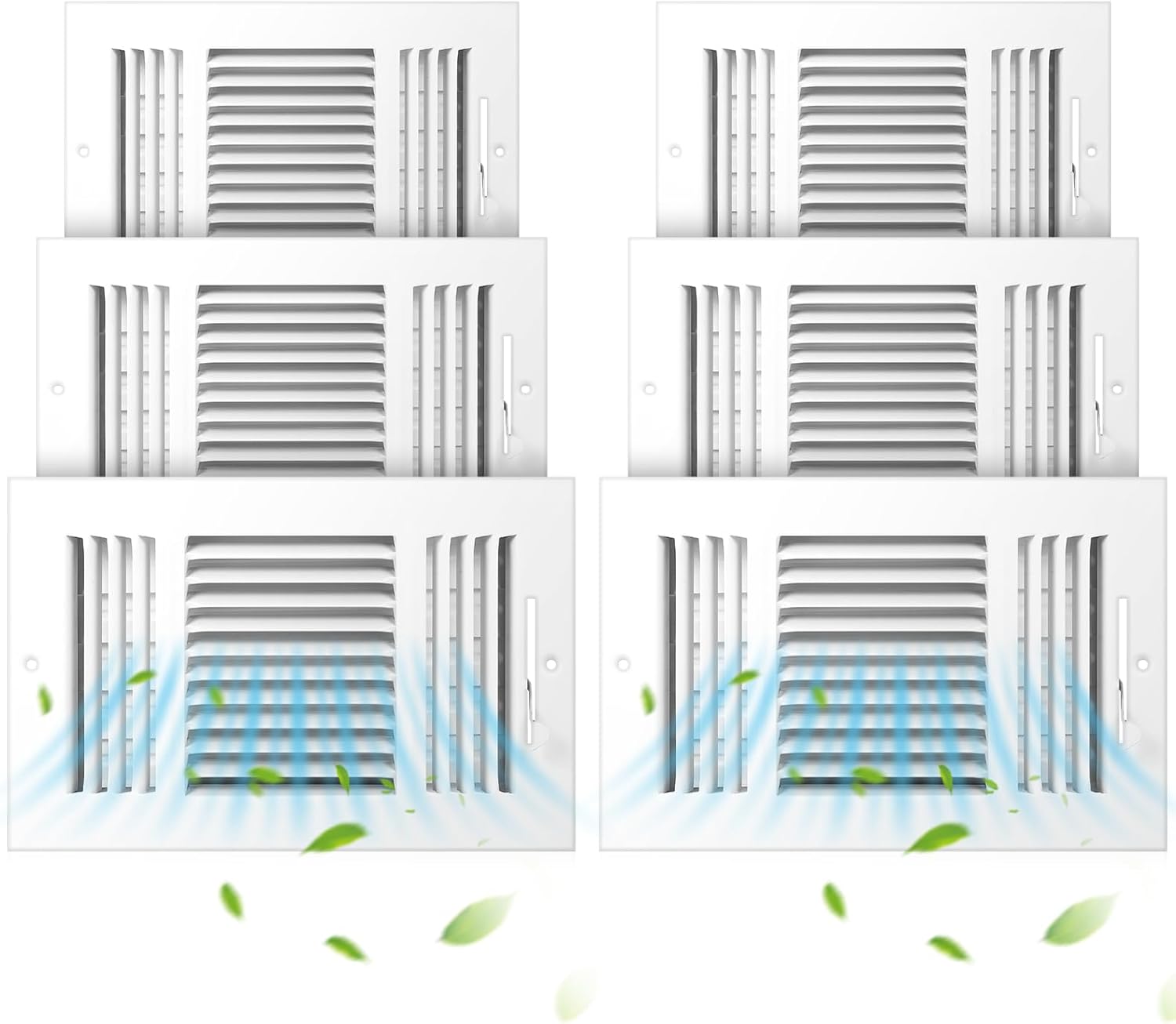 Datanly 6 Pcs Air Ceiling Vent Covers 3 Way Sidewall Wall Ceiling