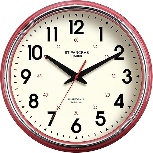 Miniatura 2 de Reloj de pared de metal de 12.4 pulgadas, estilo campestre, retro, vintage, clásico, silencioso, sin tictac, fácil de leer para sala de estar,