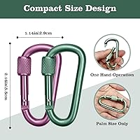 Vista 3 de Carabiner, 2 inch D-Ring Locking Carabiner Clip, Snap Hook Sport Accessories for Outdoor Camping Hiking