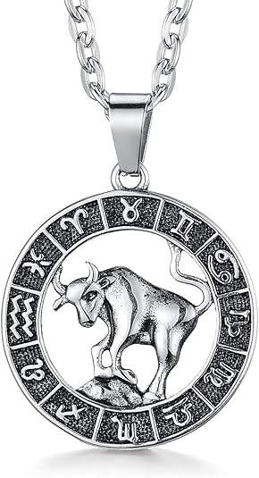 Zodiac Sign Pendant Necklaces for Women Men Stainless Steels Leo Constellation Horoscope Medallion Retro Celestial Astrology Jewelry