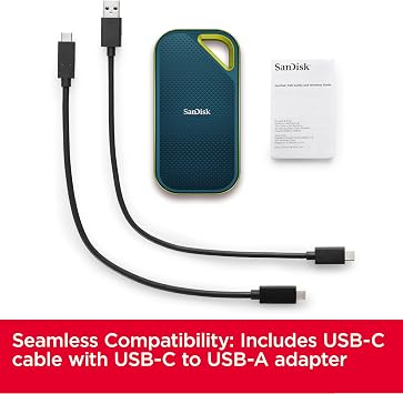 SanDisk 2TB Extreme PRO Portable SSD, Up to 2000MB/s Read Speeds, Monterey | External SSD, USB-C, Water & Dust Resistant, Up to 3M Drop Protection, 256 bit AES Encryption, Ideal for PC, Mac, Consoles