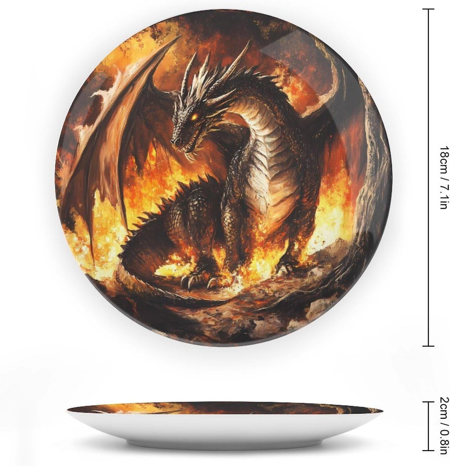 Fire and Dragon Bone China Decorative Porcelain Plates Dinnerware Ornaments