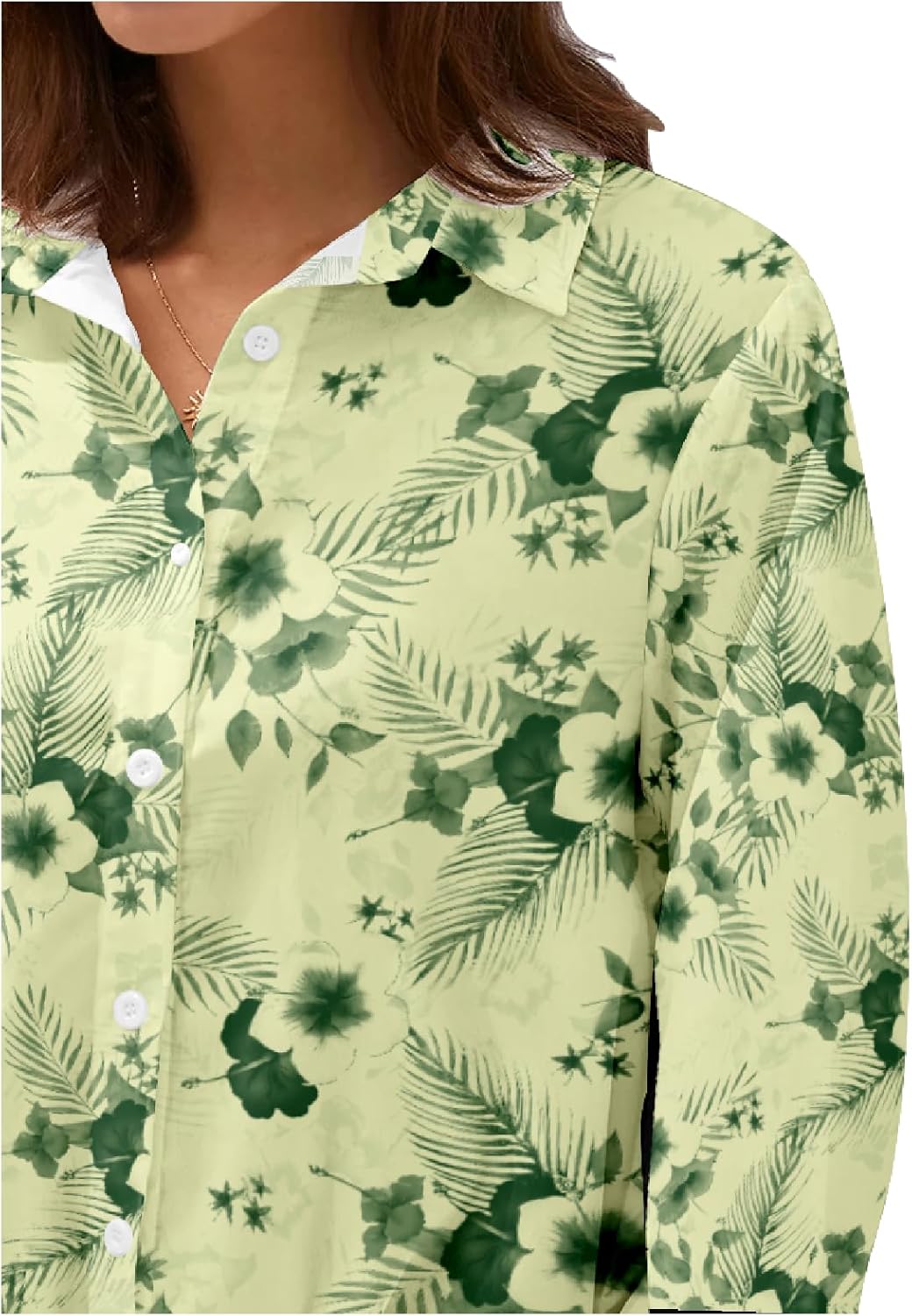 Beach Vacation Blouses for Women Printed Vintage Botton Down V Neck Comfort Casual Trendy Oversized Boho Tops - Image 4