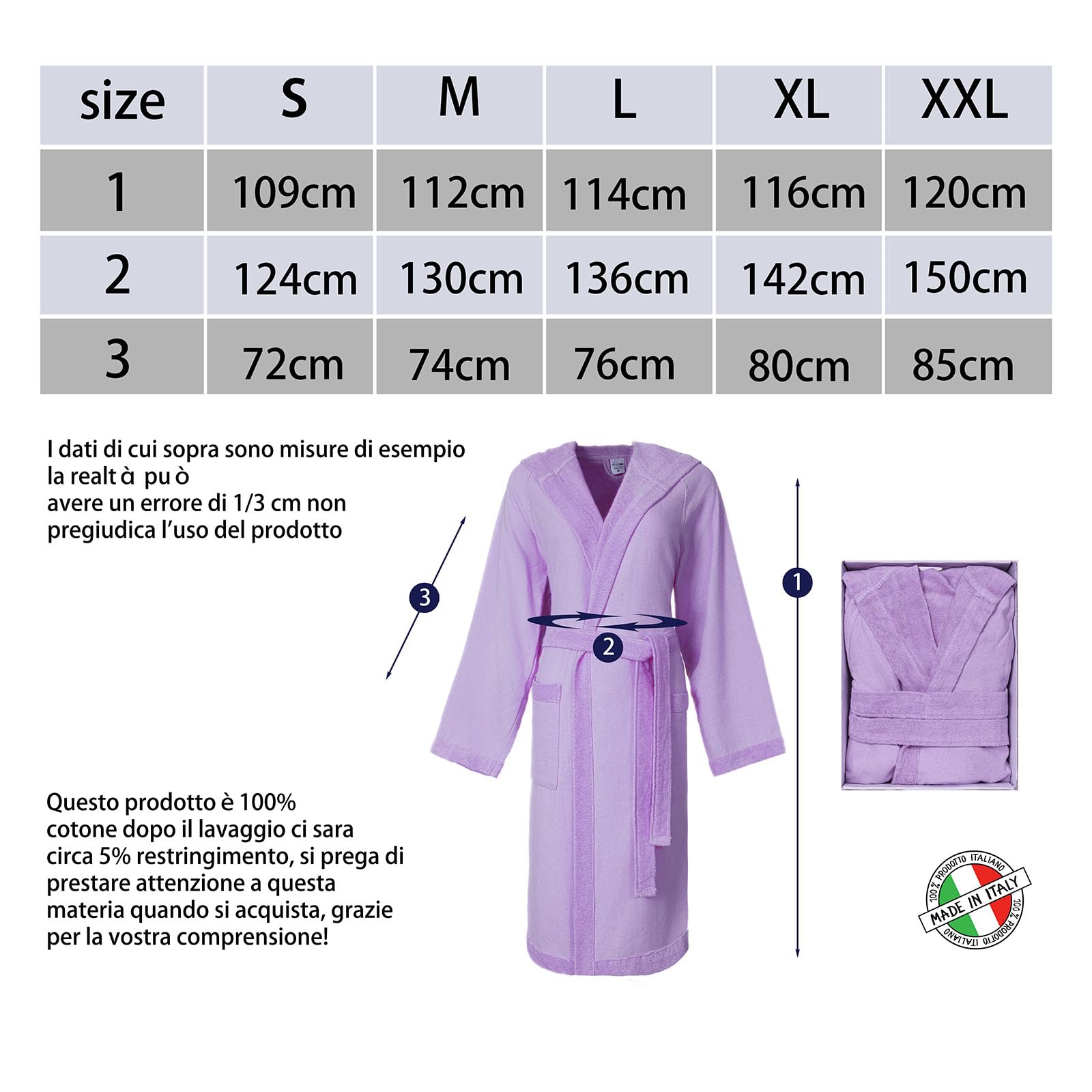 Accappatoio Donna e Uomo in Spugna 100% Cotone - Accappatoio Super Assorbente con Cappuccio - Morbido, Leggero, Anti-Pilling, Design Italiano.