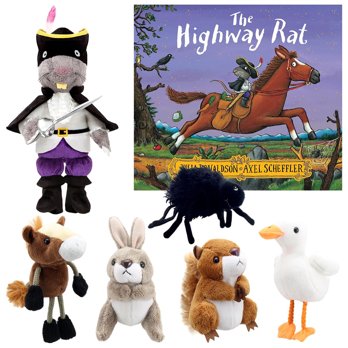The Highway Rat Book & Puppet Set Featuring Julia Donaldson’s Beloved Tale, Includes Official Highway Rat Soft Toy & Finger Puppets by The Puppet Company, Perfect for Children’s Play & Storytime