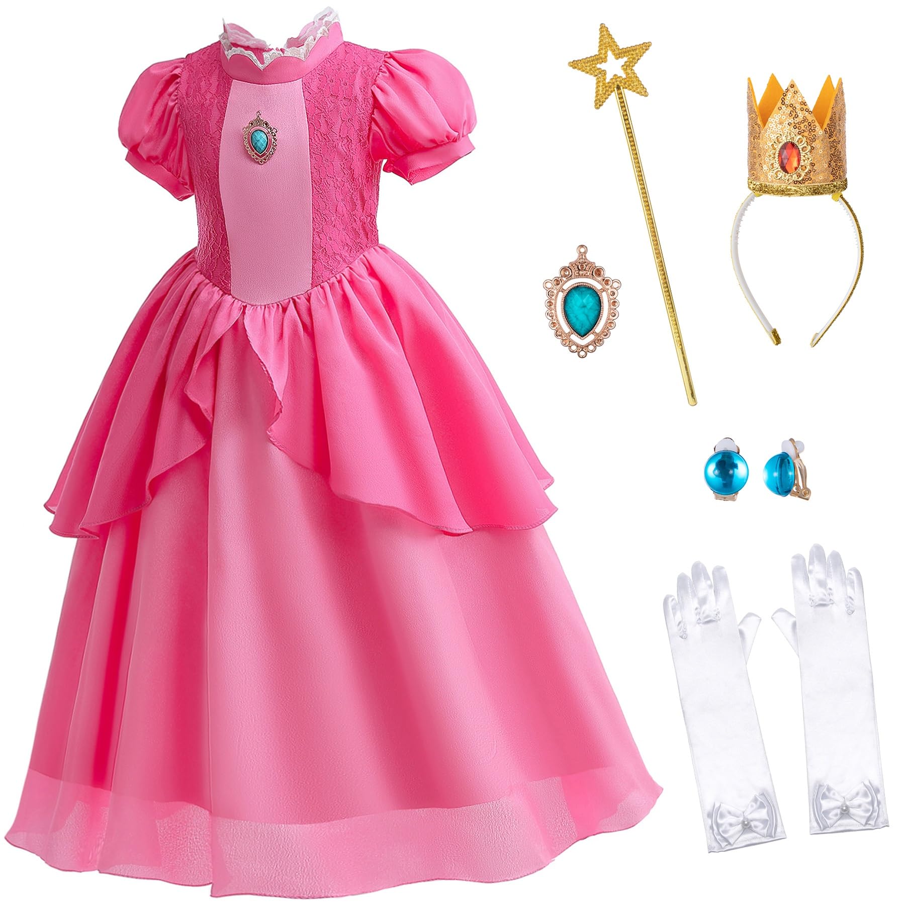 Pink Dress with Accessories for Girls - Pink Costume for Little Girls Dress Up 2-11 Years
