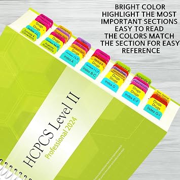 Index Tabs for HCPCS Level II Professional 2025/2024 Edition American Medical Assn, Color Coded Laminated Tabs with Alignment Card, Bookmarker, 48 Important Sections Guidelines Tabs Book not Included