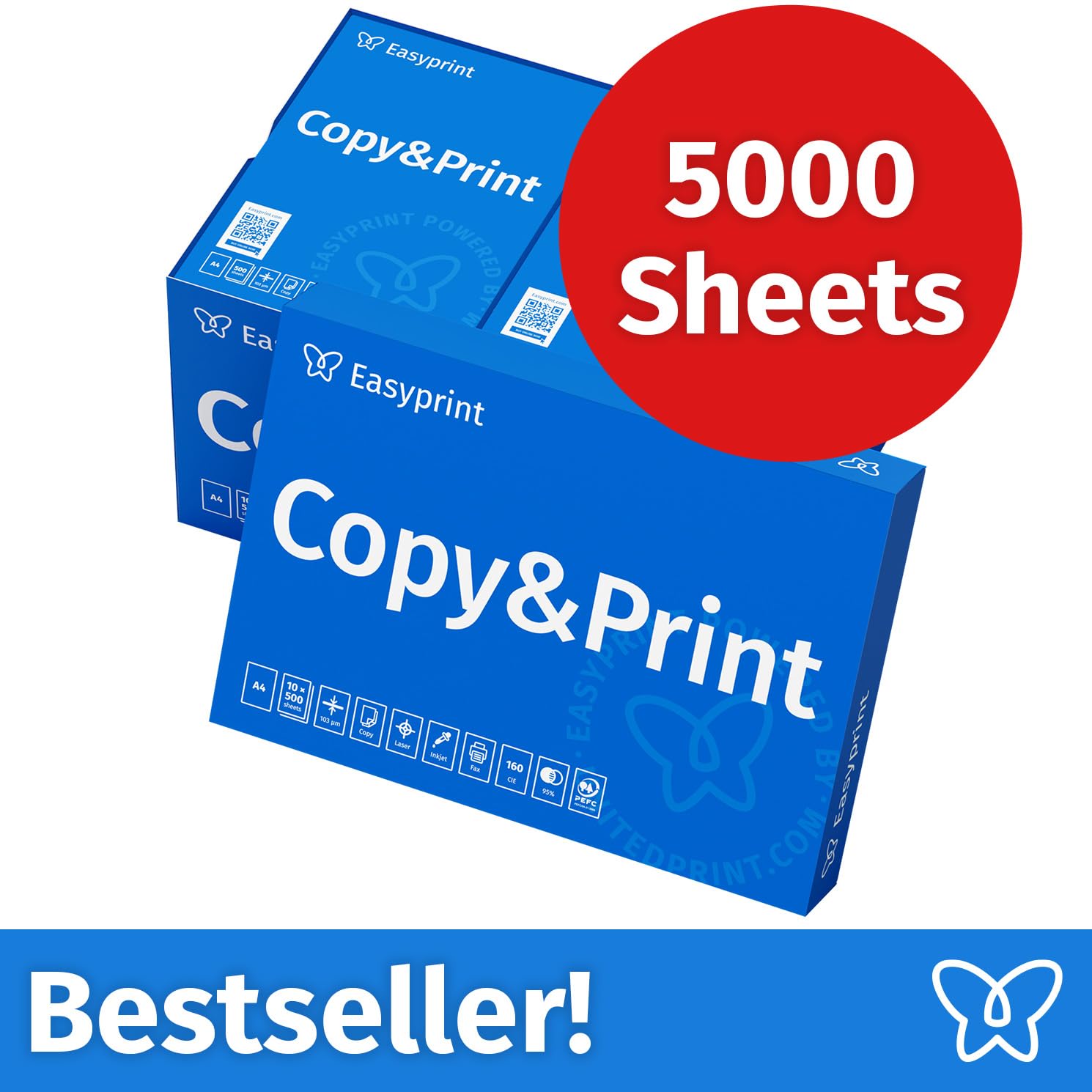 Druckerpapier A4 5000 Blatt (10x500) Hochweiß CIE 160 PEFC Druckerpapier A4 5000 Blatt (10x500) Hochweiß CIE 160 PEFC