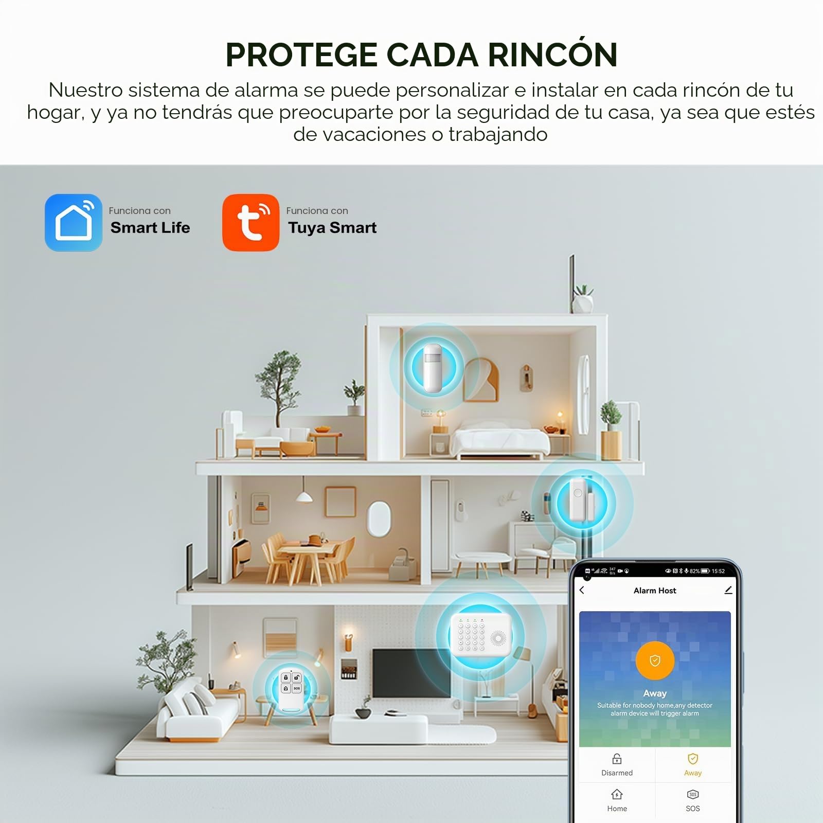 Sistema de Seguridad inalámbrico para el hogar, Sistema de Alarma 4G/WiFi con Teclado, Ampliable (hazlo tú Mismo) con sensores de Puerta y Movimiento, alertas de la App Tuya, sin Contrato (9 PCS)