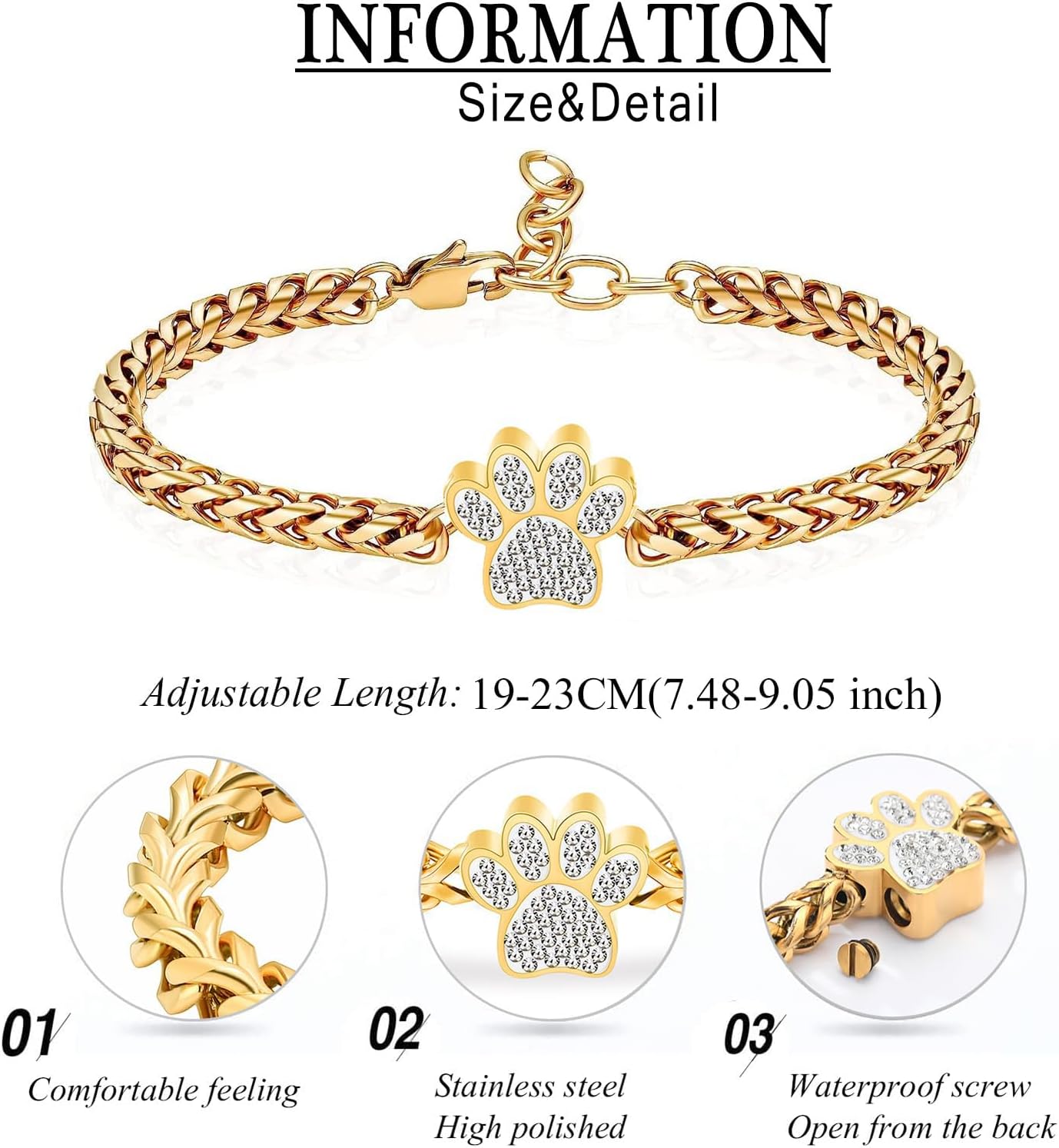 zeqingjw Heart Urn Bracelet for Pets Ashes Pet Cremation Jewelry Stainless Steel Paw Print Pet Memorial Bracelet Pet/Dog's/Cat's Ashes Keepsake for Women