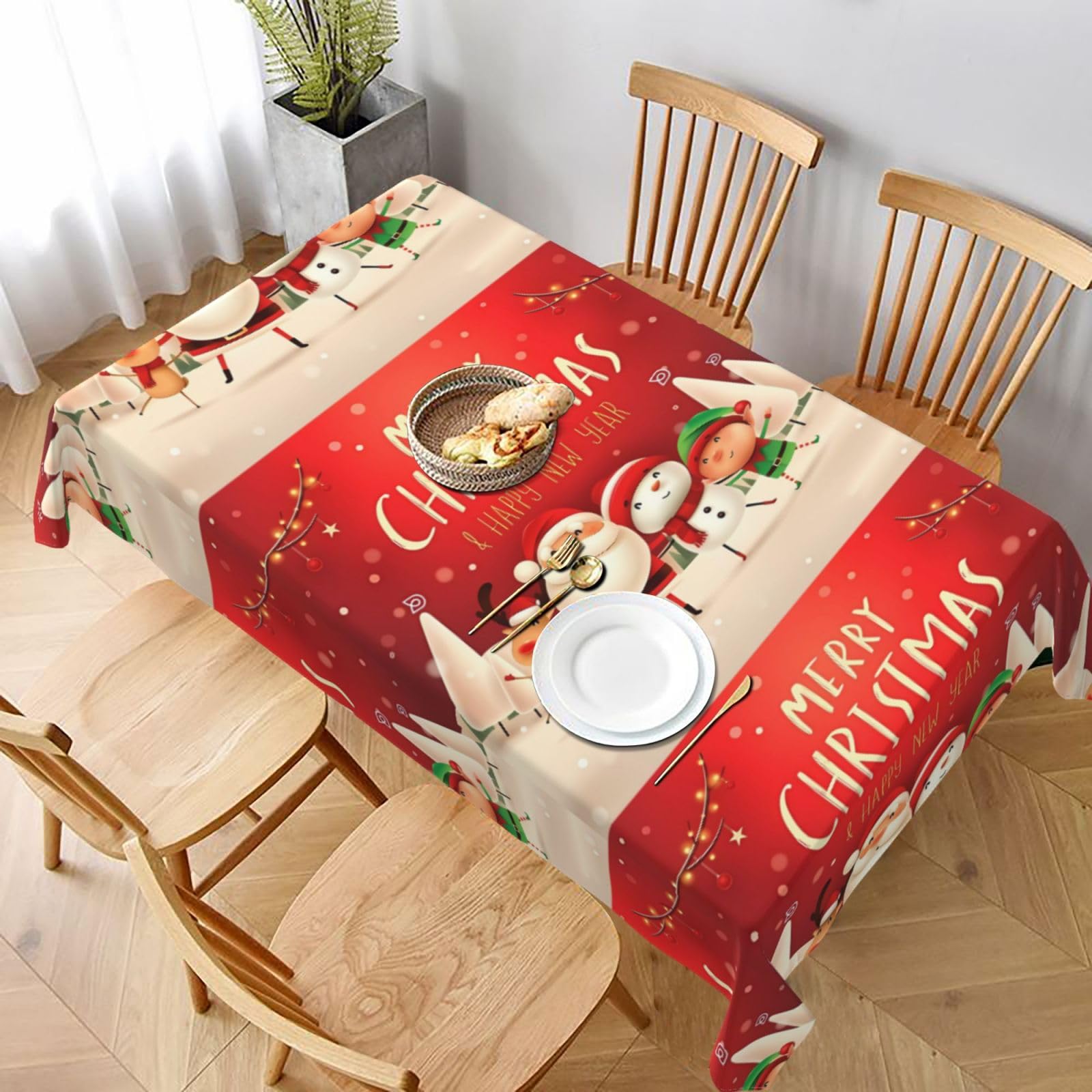 Nappe Noël lavable Merry Christmas 152x228 pour fête et restaurant