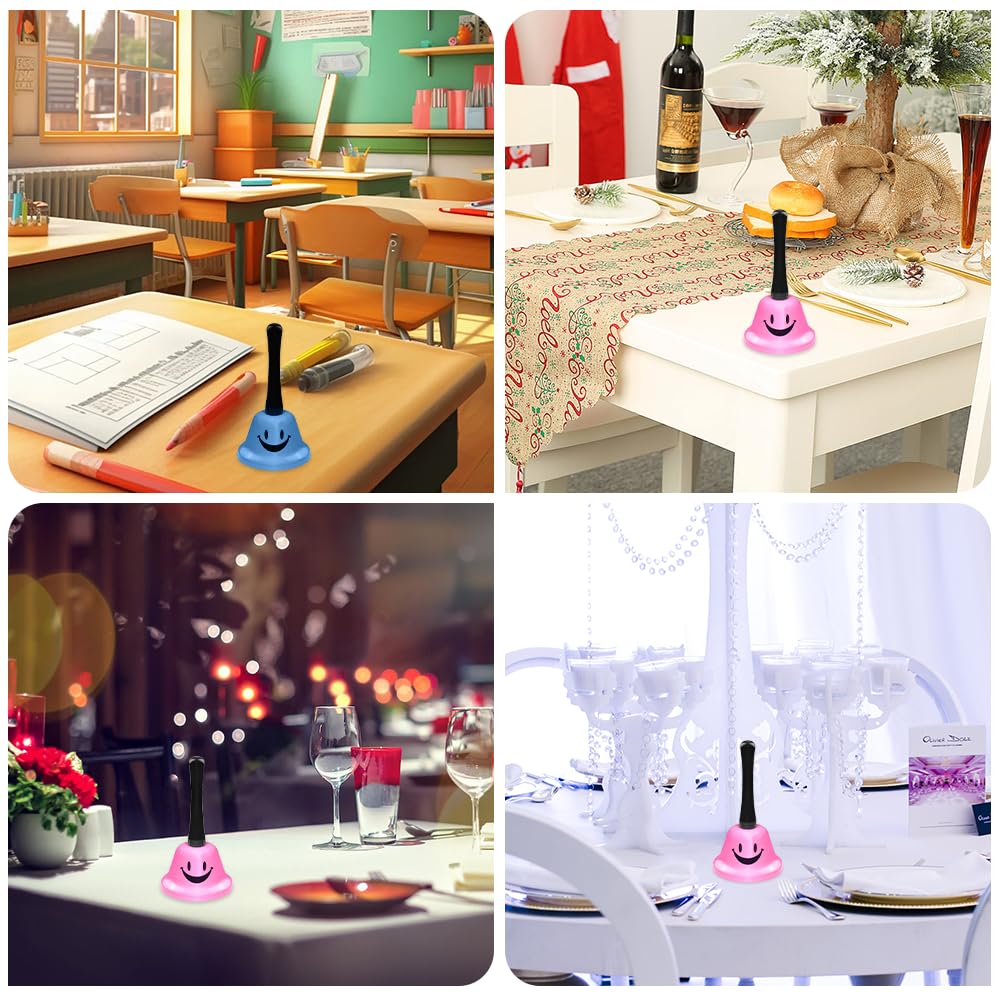 3 Pcs Table Bell Reception Bell, Metal Table Bell Smile Pattern Han