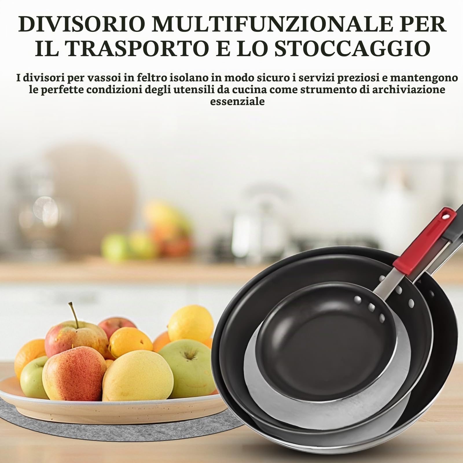 24 pezzo separatori piatti feltro,Rotondi cuscinetti divisori,Divisori per piatti in feltro,Adatto per posate, pentole da cucina, padelle e ciotole