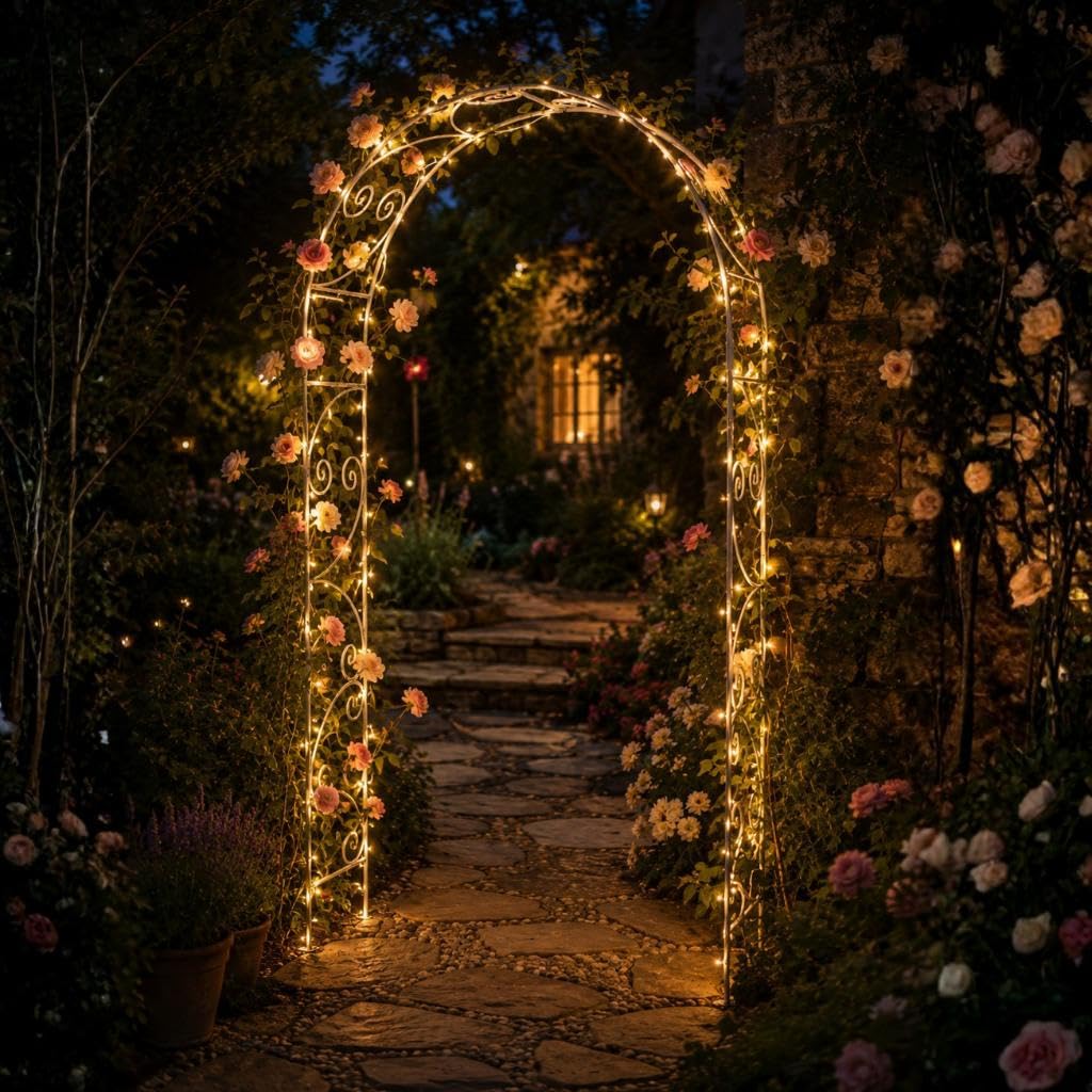 DanDiBo Arco per rose, zincato massiccio, 135 cm, resistente alle intemperie, 96518, arco rotondo, per rampicanti, zincato a caldo