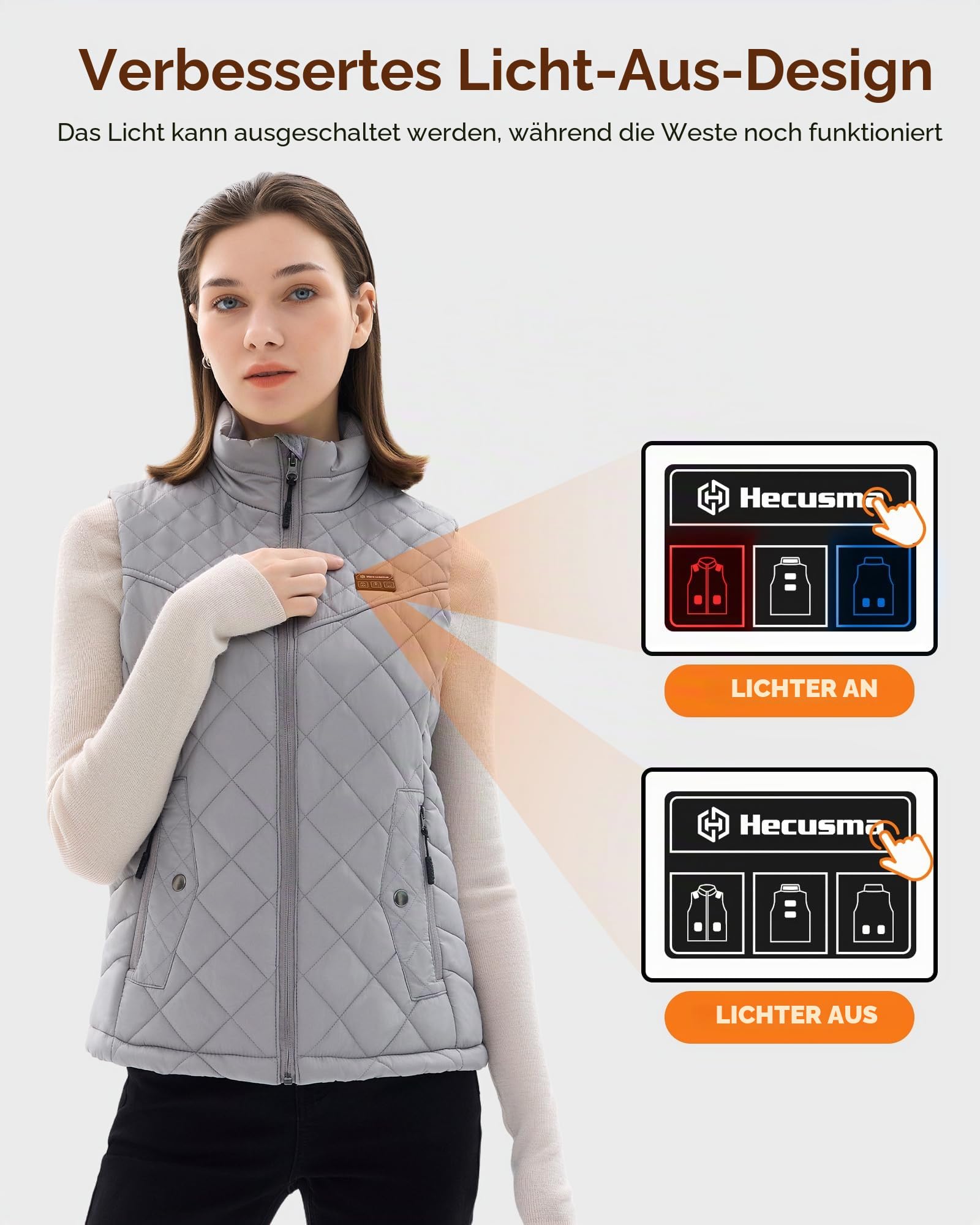 Heizweste Damen 16000mAh 7.4V 9 Heizzone Elektrisch Beheizbare Weste mit Powerbank Skifahren Outdoor Radfahren