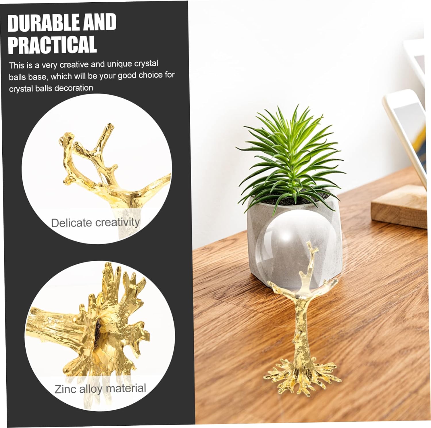 Zerodeko Zinc Alloy Crystal Ball Stand Stable Base for Displaying Spheres for Home Decor and Art Exhibits