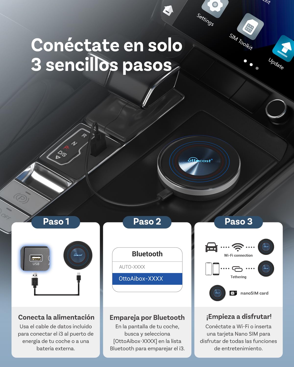 2026 Nueva Edición Ottocast I3 AI Box para BMW, Adaptador CarPlay Inalámbrico con Netflix/Youtube, Sistema Android 13,Caja de Entretenimiento para Coches con CarPlay Inalámbrico OEM(8GB+128GB)
