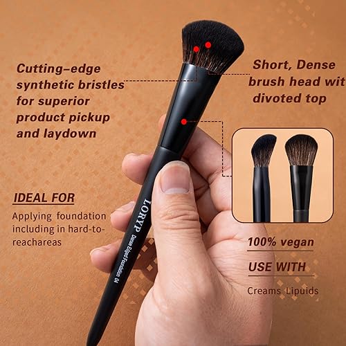 Miniatura 6 de LORYP Juego de 21 brochas de maquillaje negras para base de rubor en polvo, corrector, resaltador, cepillo vegano profesional para rostro y ojos