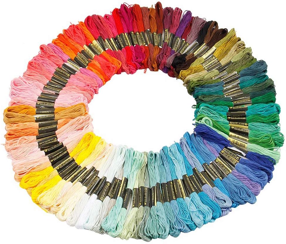 100 Skeins Embroidery Thread Colorful Cross Stitch Floss Sewing Bobbins Skeins Embroidery Thread for Making DIY Craft Knitting Bracelets
