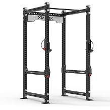XMark Viper Power Rack, Squat Rack Power Cage with Flip Down Safety, Pull Up Bar for Commercial Gyms or Home, Depth Varies from 30" to 48"