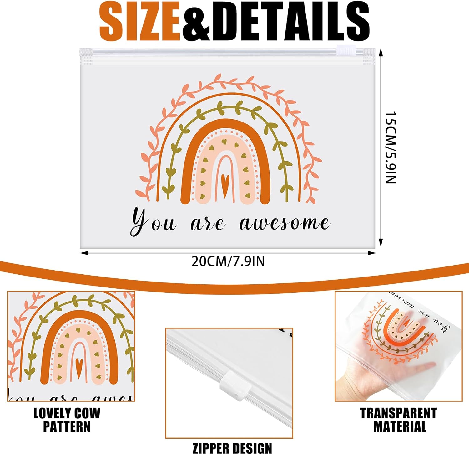 Sweetude 150 Pcs Makeup Bags Inspirational Gifts Bulk for Women Cosmetic Bag EVA Mother Party Favor Thank You Gifts Teacher Nurse Rainbow Toiletry Pouch with Zipper(Rainbow) - Image 7