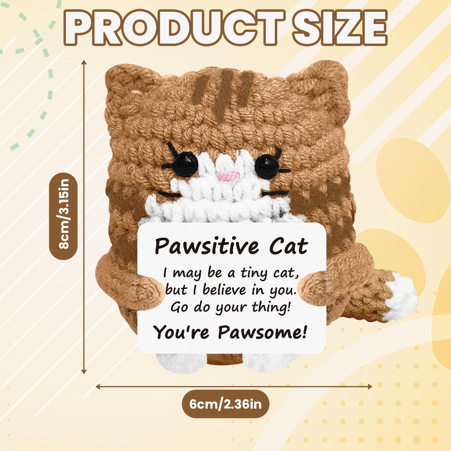 Onperpoe Positive Crochet Animals, Funny Positive Cat with Inspirational Card - Image 2