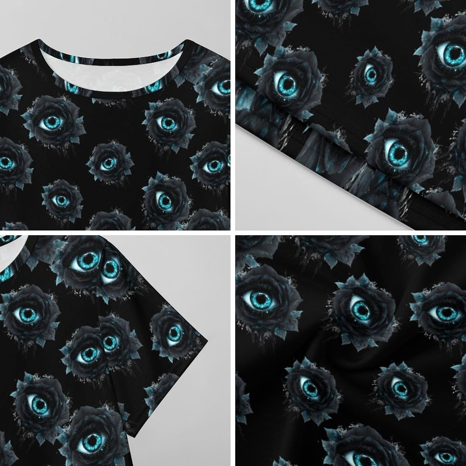 Evil Black Rose Eye Nightgowns for Women Short Sleeve Sleep Dress Casual Sleepshirt Night Gowns Pajamas