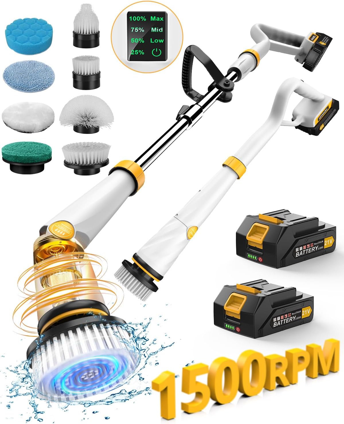Qimedo Upgrade Electric Spin Scrubber with Two Batteries 3