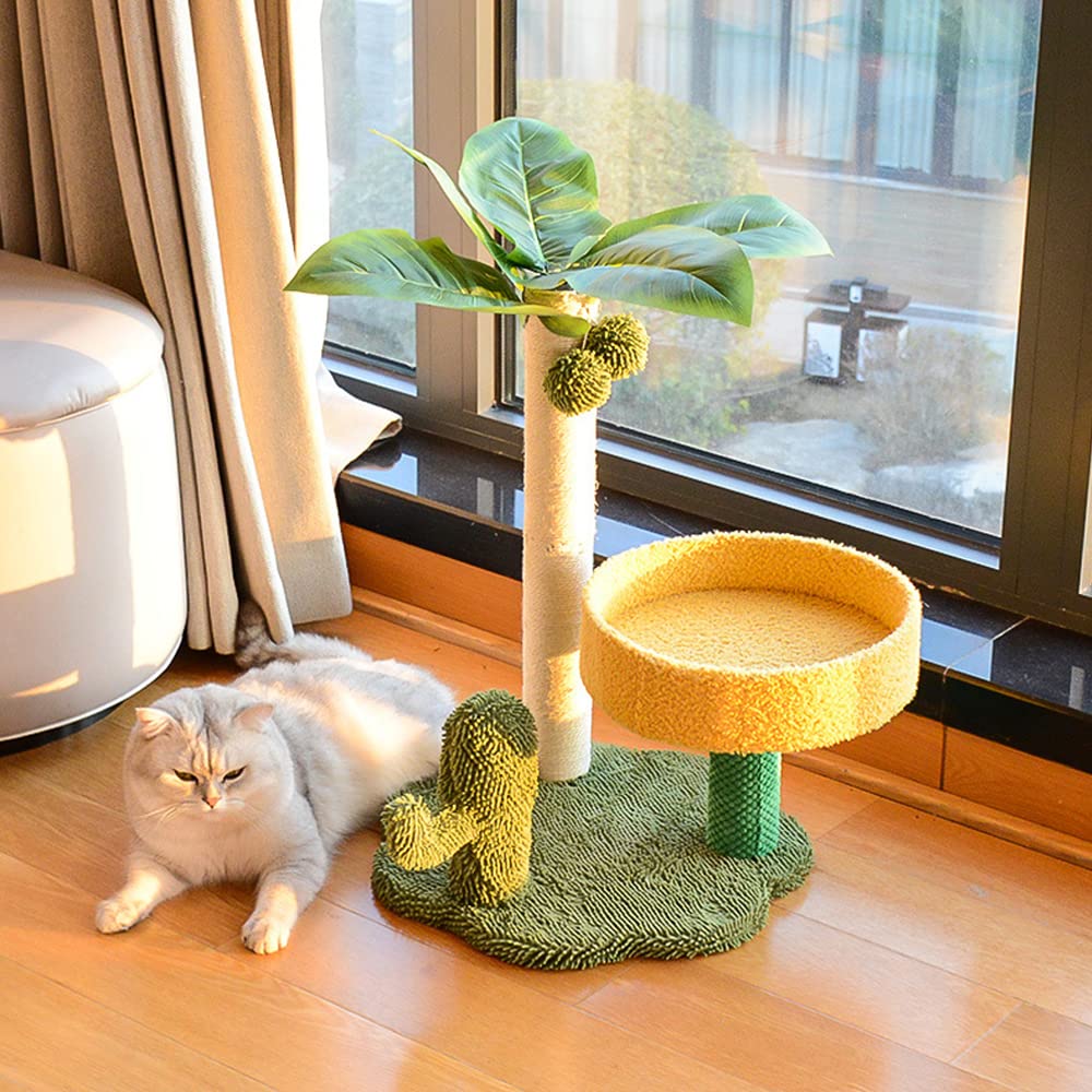 SKADE Cat Tree Cat Tower for Indoor Cats with Green Leaves, Cat Condo Cozy Plush Cat House with Hang Ball and Leaf Shape Design, Cat Furniture Pet House with Cat Scratching Posts, Green (B0C3VQ59DW) Amazon Price History, Amazon Price Tracker