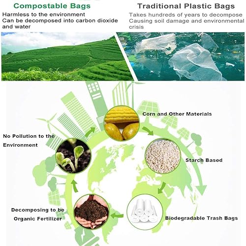 Vista 2 de Bolsas de basura biodegradables de 6 galones, 100 bolsas de basura compostables, bolsas de basura compostables, para oficina, baño, cocina, hogar