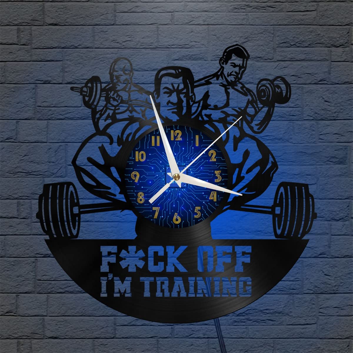 Horloge Murale en Vinyle Centre de Musculation Cadeau Créatif Sportif avec LED