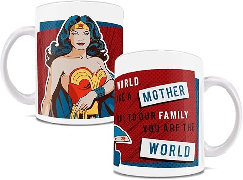 Trend Setters Wonder Woman  Mother  Licencia oficial  Taza de cerámica blanca de 11 onzas  perfecta para regalar o coleccionar