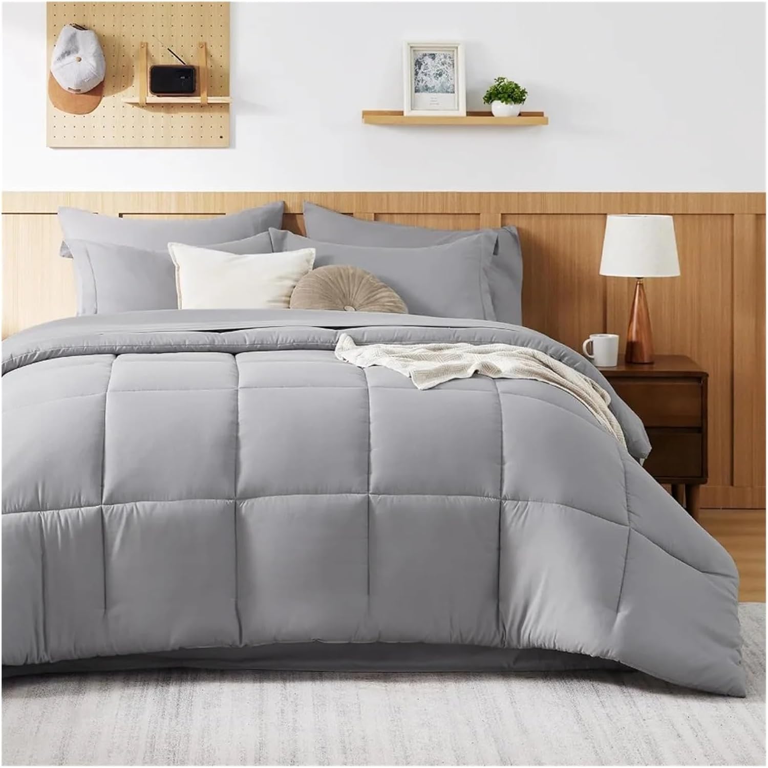 Duvet Cover -7 Piece Set of Gray Bed Cover, Bedding Set, with Sheets, Pillowcases, and Duvet Cover,Bed