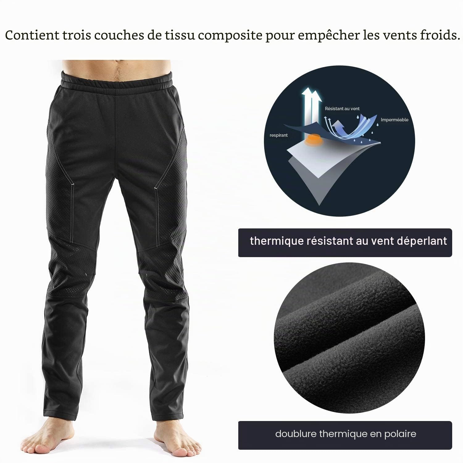 INBIKE Pantalon Cyclisme Homme Les Quatre Saisons Pantalon Moto Coupe-Vent Pantalon Sport Homme Imperméable pour Moto Cyclisme Vélo VTT Jogging Noir
