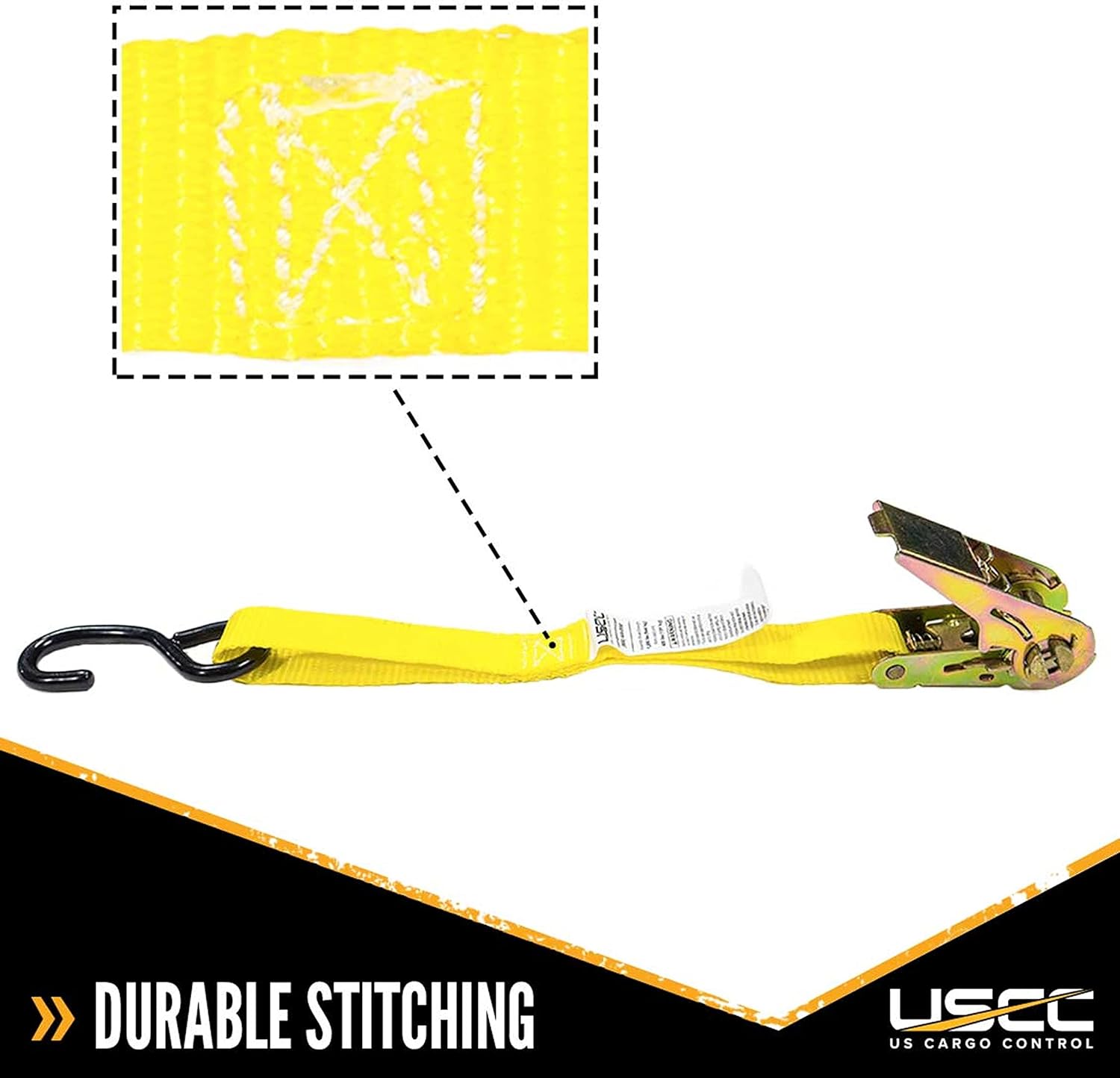 Ratchet Straps 1"x20 Ft 2-Pack – Yellow S Hook Tie Downs view 5