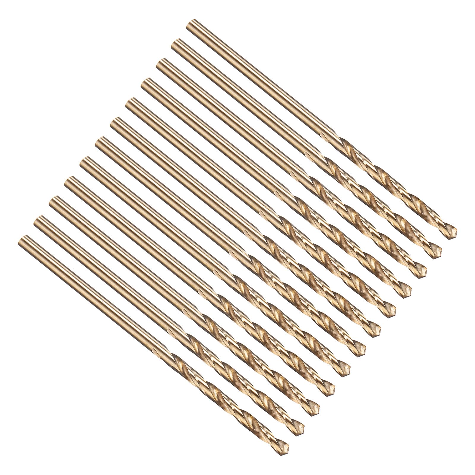 PATIKIL 2mm Drill Bit 5/64", M35 Cobalt 5% High-Speed Steel Jobber Straight Shank 135° Gold Finish for Stainless Steel Hard Metal - 12 Pack — image 1