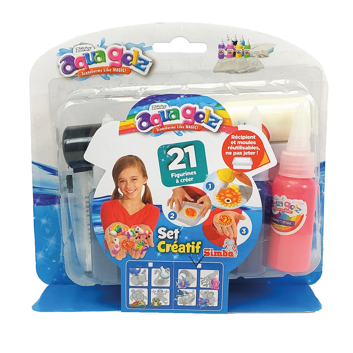 Simba - Aqua Gelz - Set creativo - Kit creativo per bambini - Attività manuali Figure 3D - Tubi di Gel - Versione francese - 106322562002