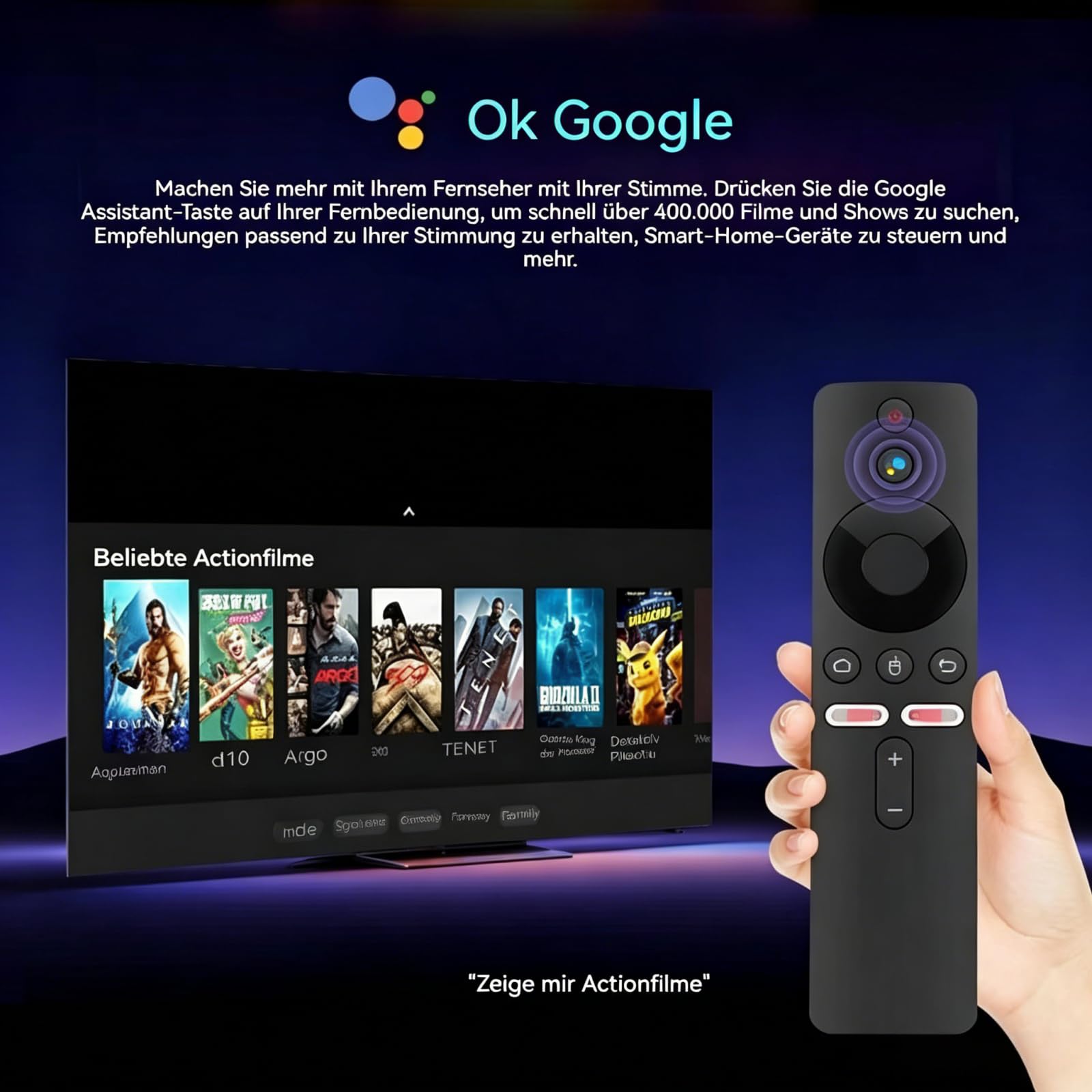 Flixy Smart TV Stick 2026 Nouvelle clé TV 4K Ultra HD HDMI sans abonnement, avec télécommande vocale, compatible avec tous les téléviseurs compatibles HDMI (2G + 8G)